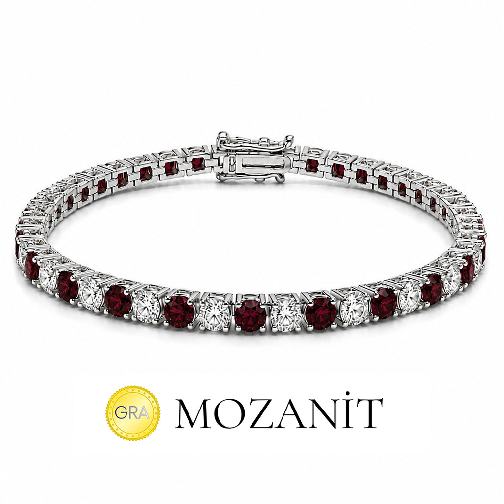3mm bordeauxfarbenes Steinarmband mit Wasserfall-Design
