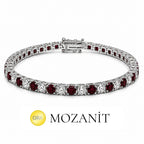 Three MM Burgundy Stone Tennis Bracelet