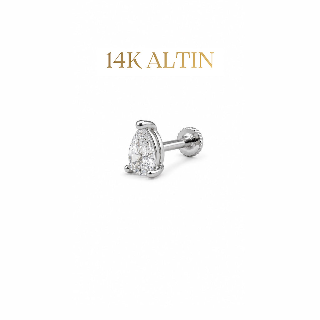 14K Damla Taşlı Piercing