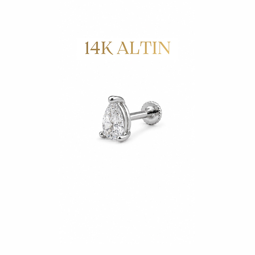 14K Damla Taşlı Piercing