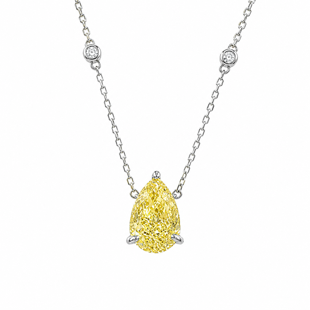 Yellow Ice Cut Teardrop Necklace