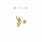 14K Üçlü Kalp Piercing