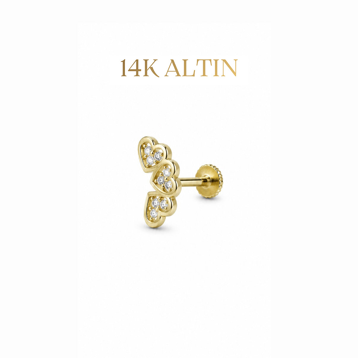 14K Üçlü Kalp Piercing