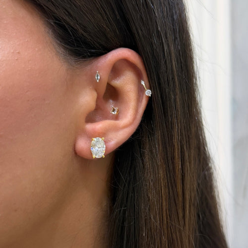 Two Carat Moissanite Oval Earrings