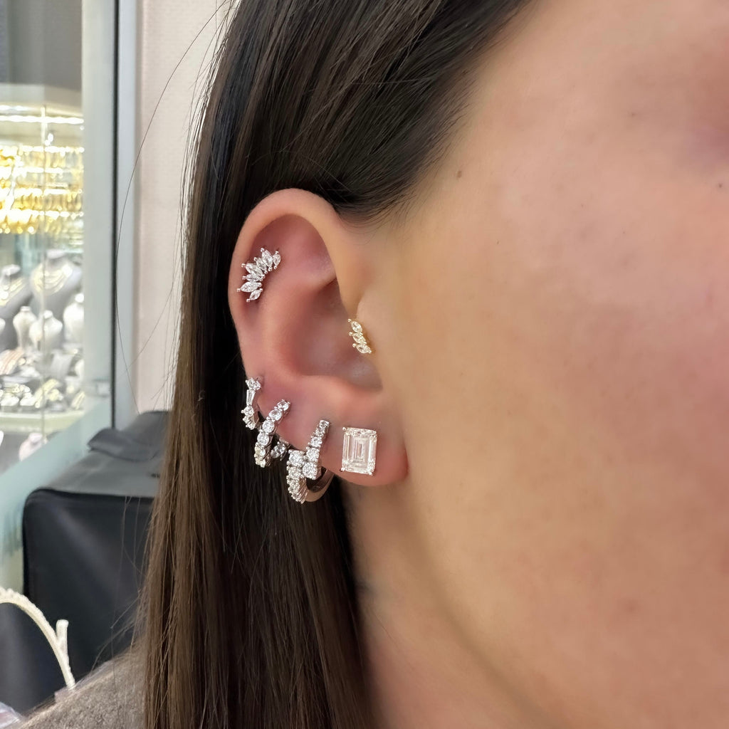 Rechteckiger Moissanit-Ohrring