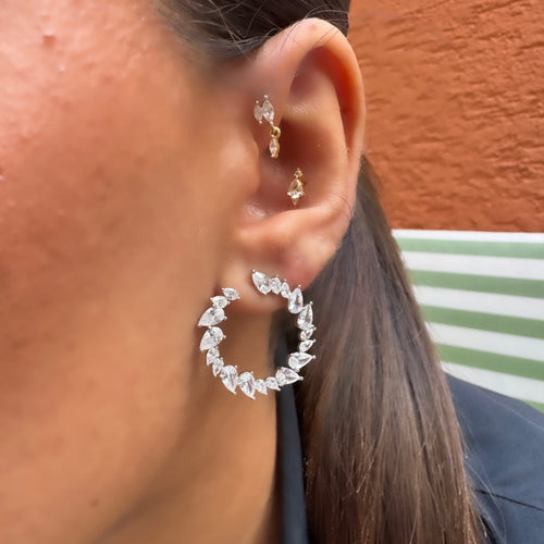 Teardrop Gemstone Round Earrings