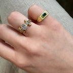 Bunter gestreifter Baguettestein-Ring