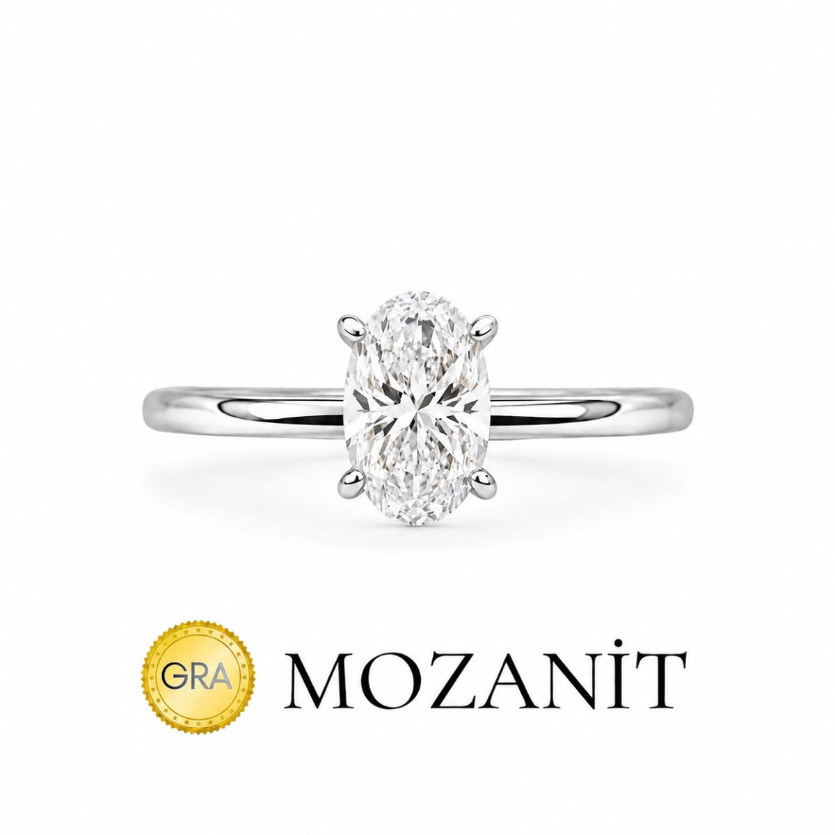 Bir Buçuk Karat Mozanit Oval Yüzük