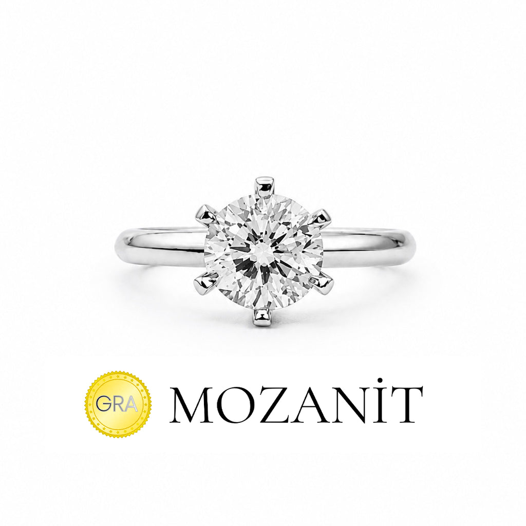 Bir Karat Altı Tırnak Mozanit Tektaş Yüzük