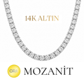 14K Üç Buçuk mm Mozanit Suyolu Kolye