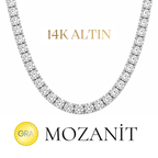 14K Üç Buçuk mm Mozanit Suyolu Kolye