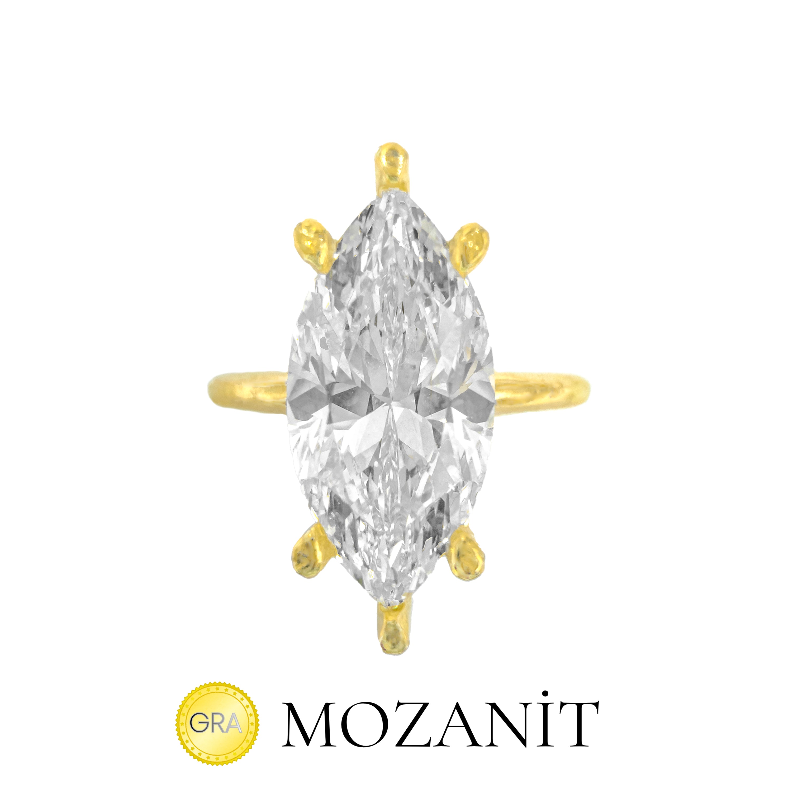 Stone Setting Long Marquise Moissanite Solitaire Ring