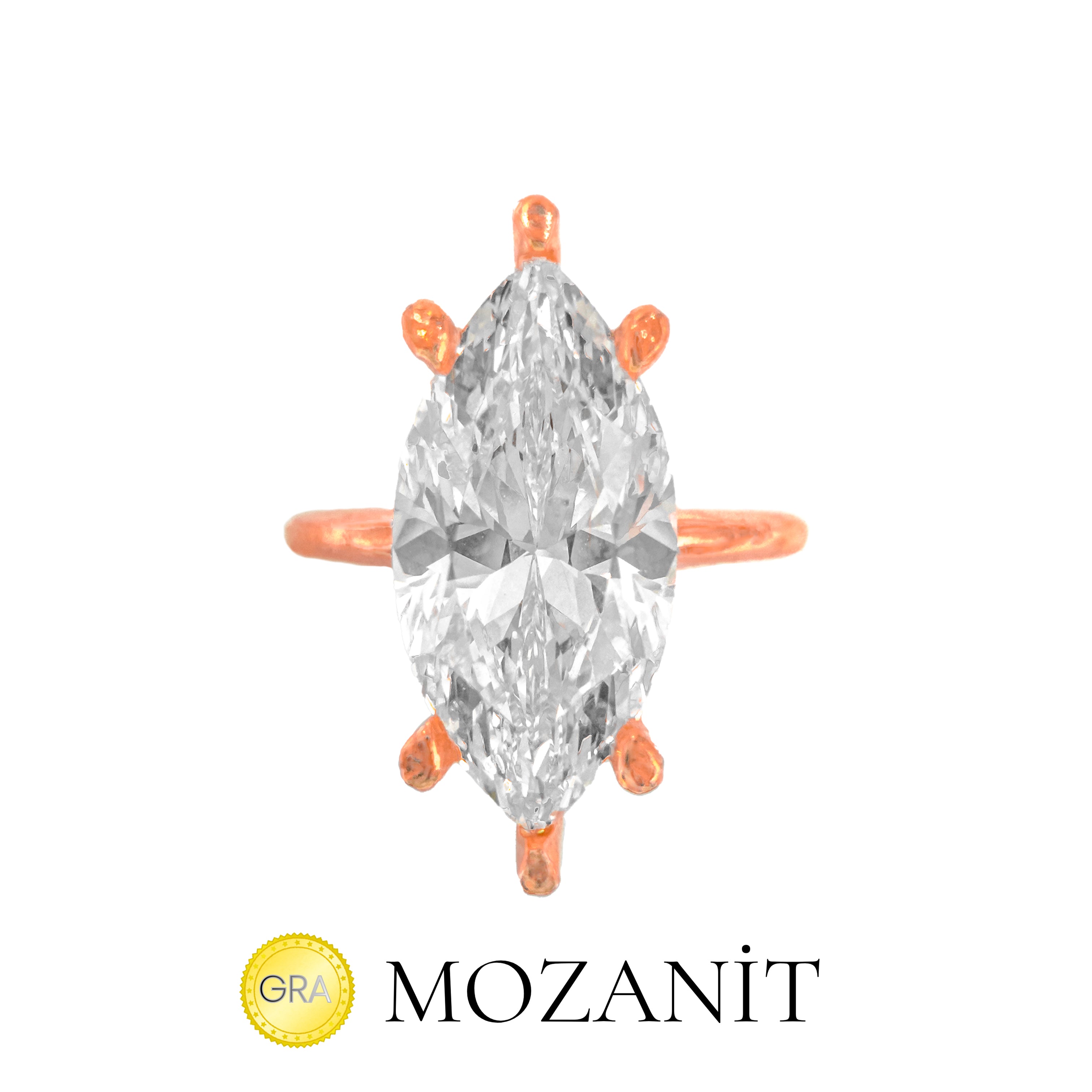 Stone Setting Long Marquise Moissanite Solitaire Ring