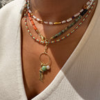 Turkuaz ve Mercan Taşlı Doğal Taş Kolye