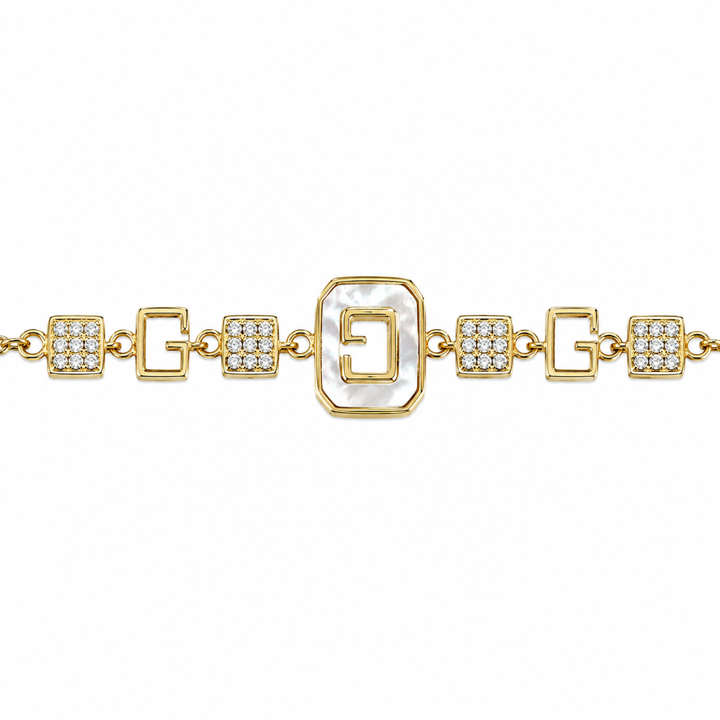 Multi-Frame Mother-of-Pearl Bracelet with Stones