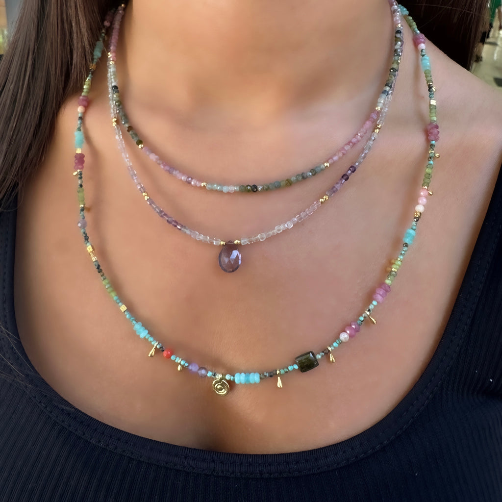 Karışık Renkli Taşlı Doğal Taş Kolye