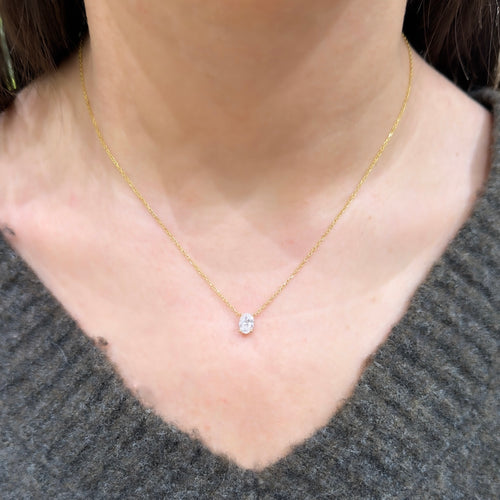 0.75 Karat D-Color Oval Kolye