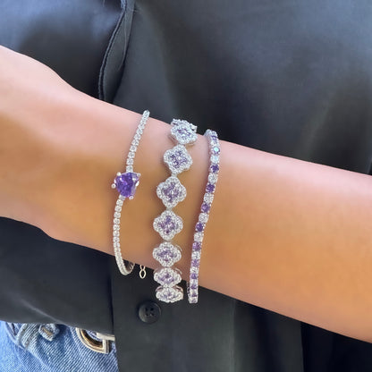 Mor Yonca Taşlı Bileklik