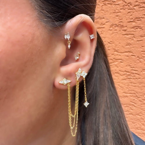 Marquise Stone Trio Chain Earrings