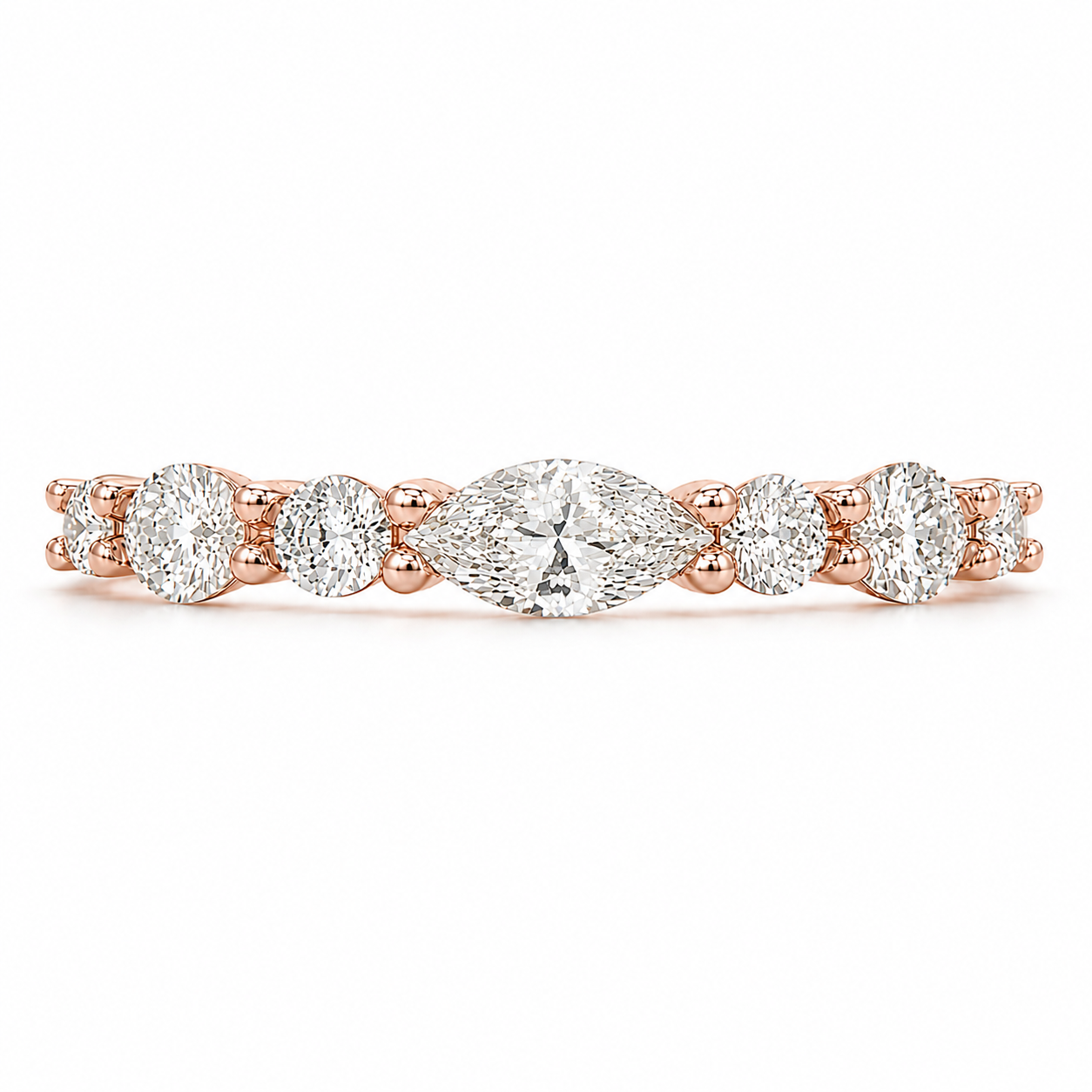Marquise-geschliffener, schmaler Memoire-Ring