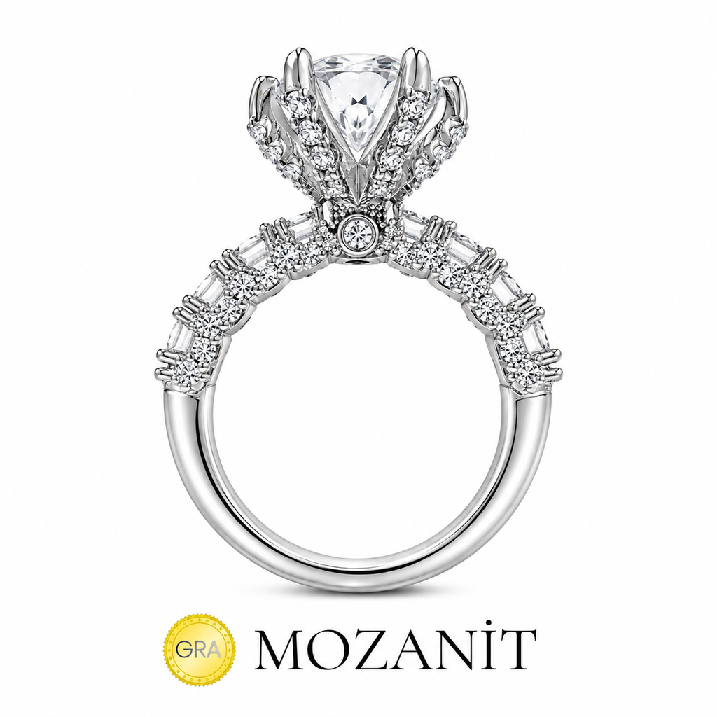 Vier Karat Moissanit Designer Solitärring