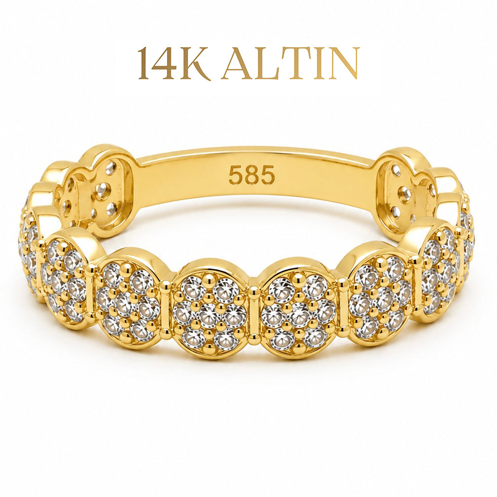14K Halo Taşlı Yüzük