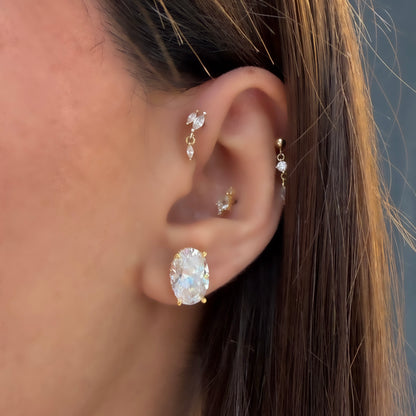 Taşlı Montür D-Color Oval Küpe