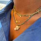 Sedefli Turkuaz Doğal Taş Kolye