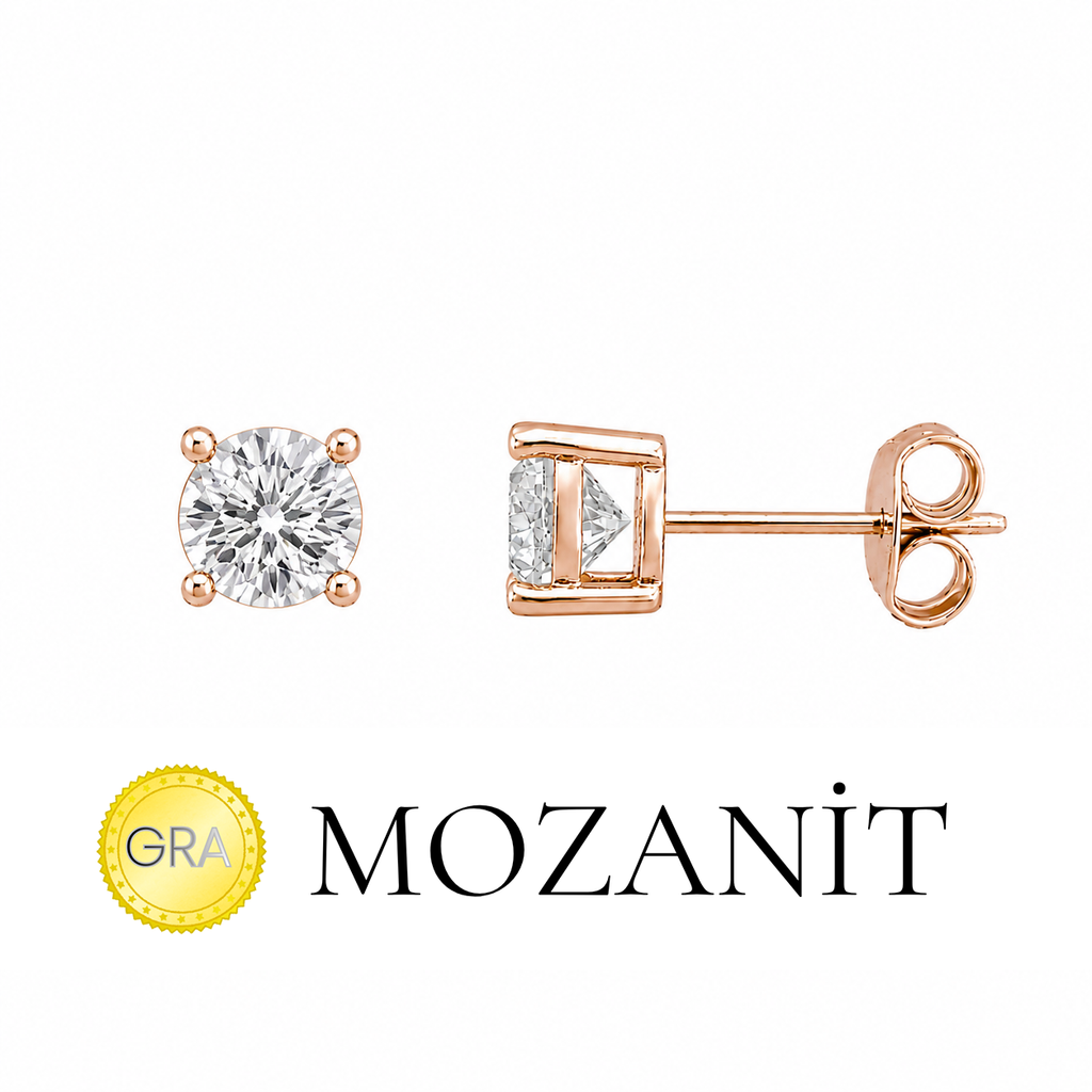 4 mm Mozanit Tektaş Küpe