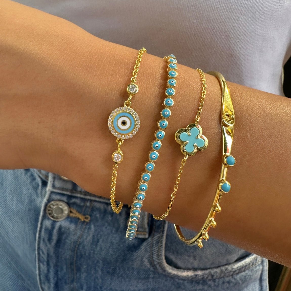 Lades Kilit Mavi Taşlı Kelepçe