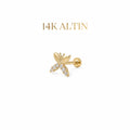 14K Kelebek Taşlı Piercing