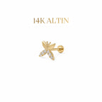14K Kelebek Taşlı Piercing
