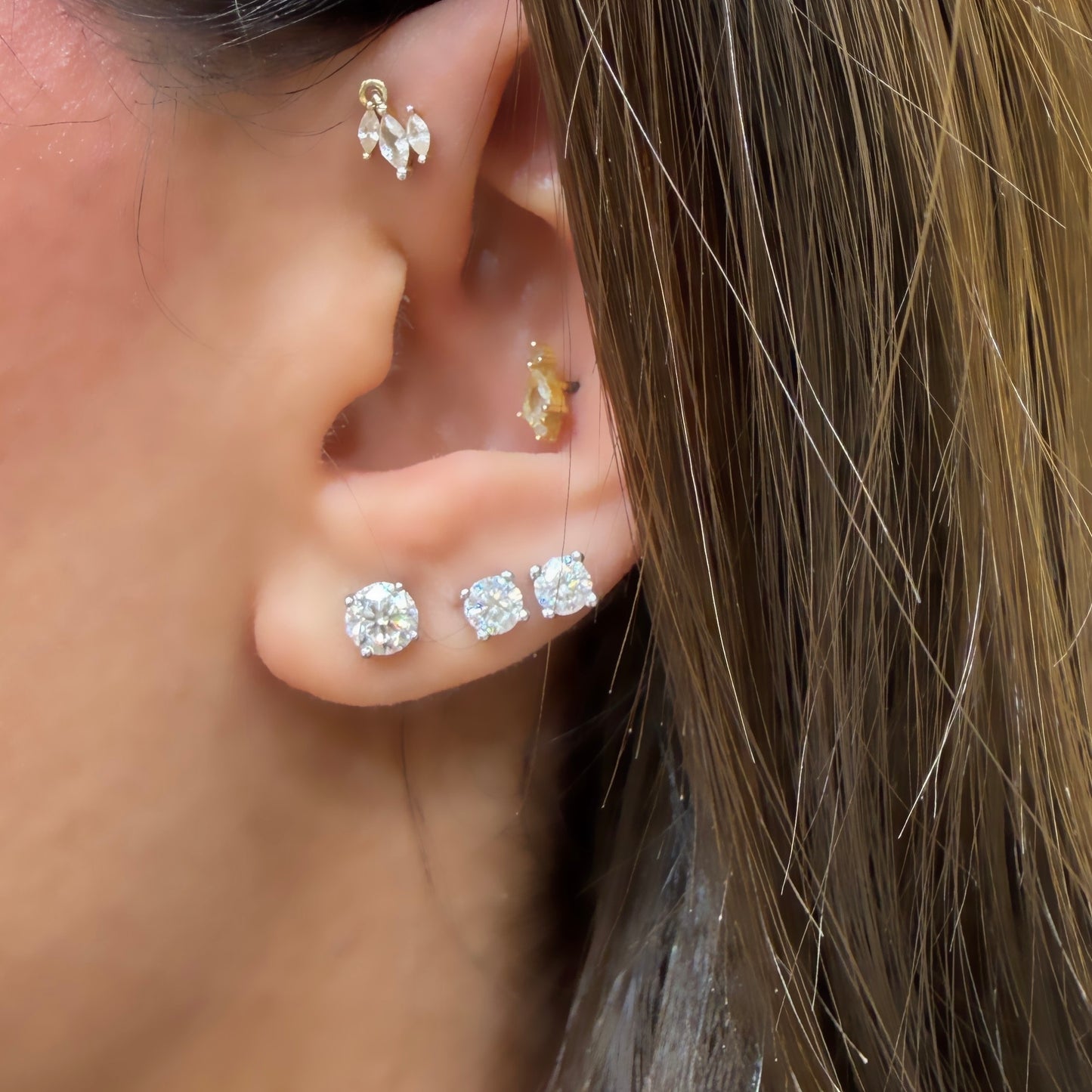 Büyük Boy Mozanit Tektaş Küpe