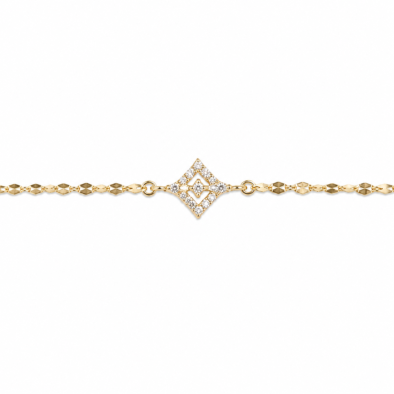 14K Karo Motif Taşlı Bileklik