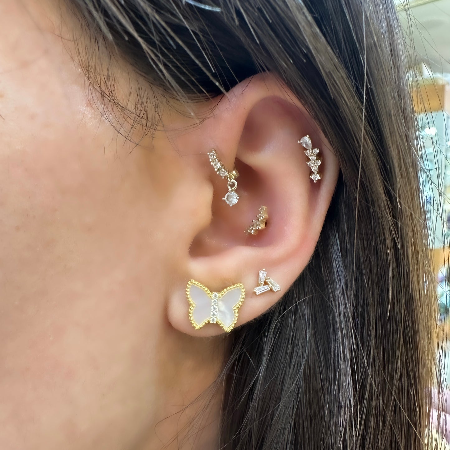 Butterfly Earrings with Mother of Pearl Stone