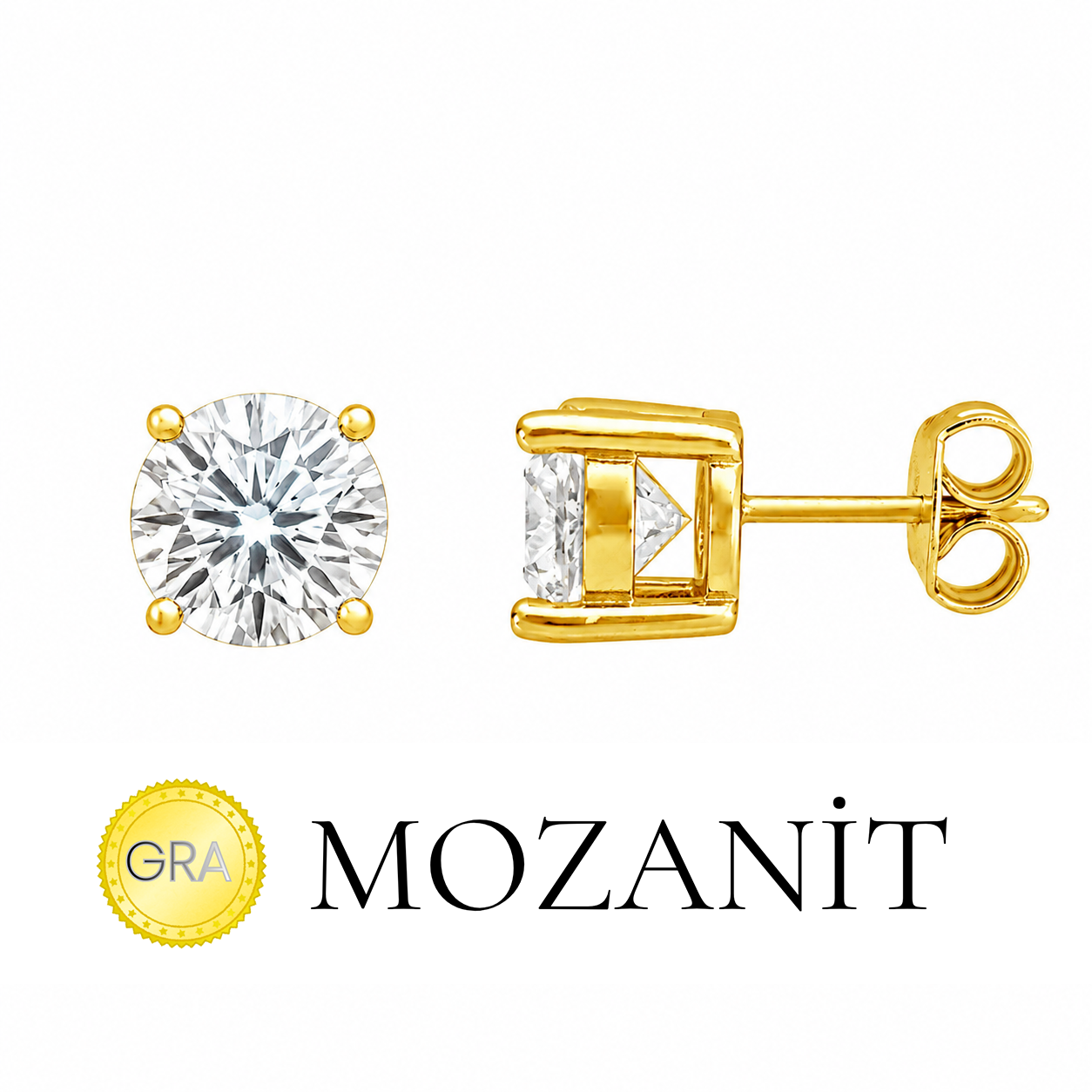 8 mm Mozanit Tektaş Küpe