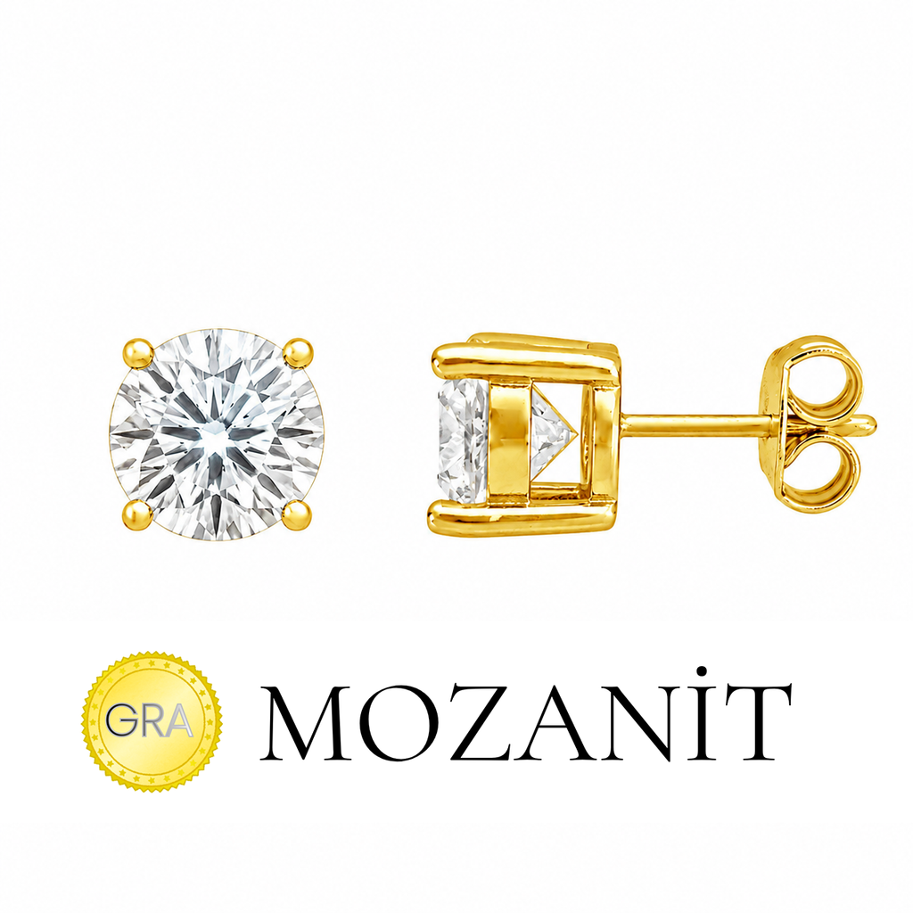 6 mm Mozanit Tektaş Küpe