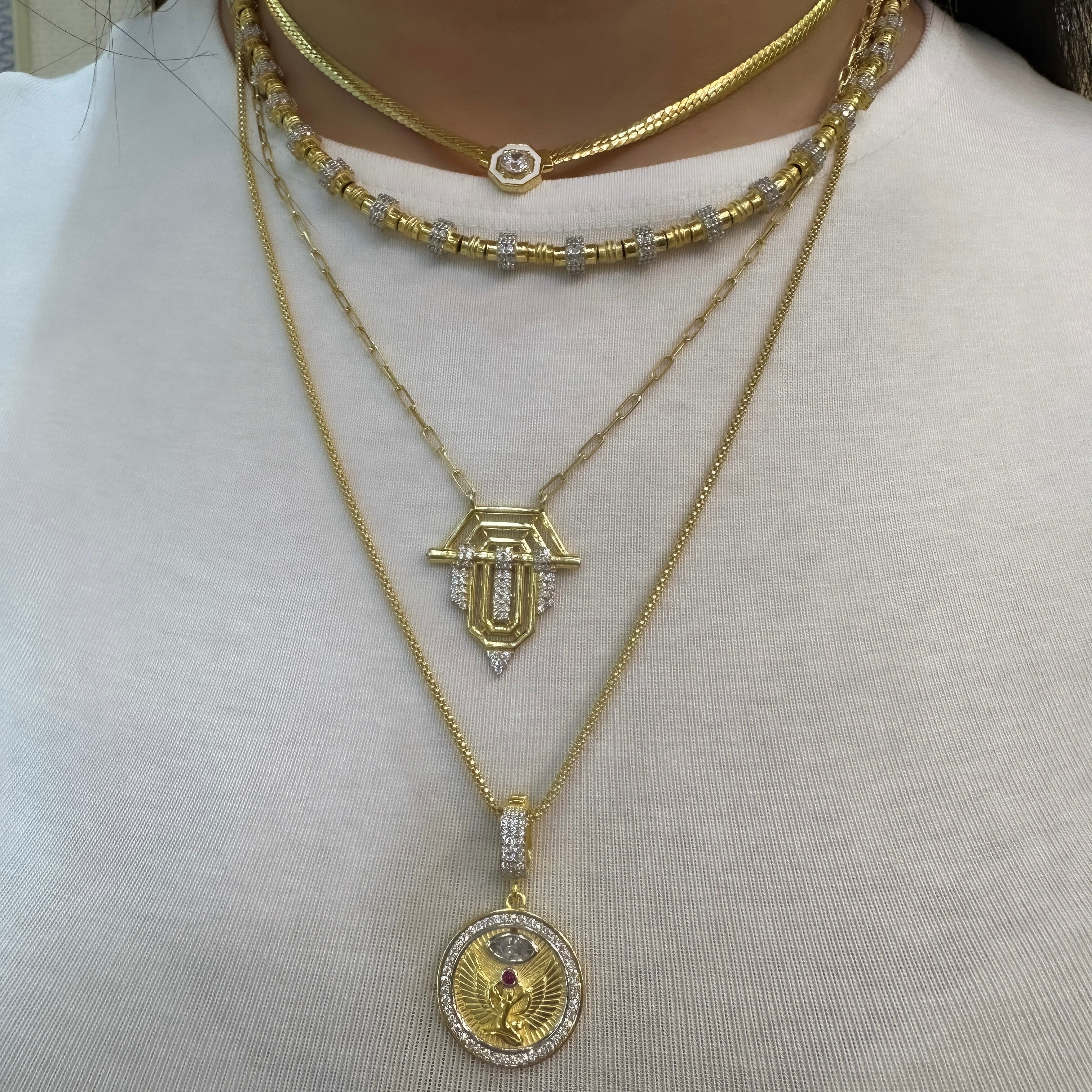 Renkli Taşlı Melek Madalyon Kolye Ucu / Charm