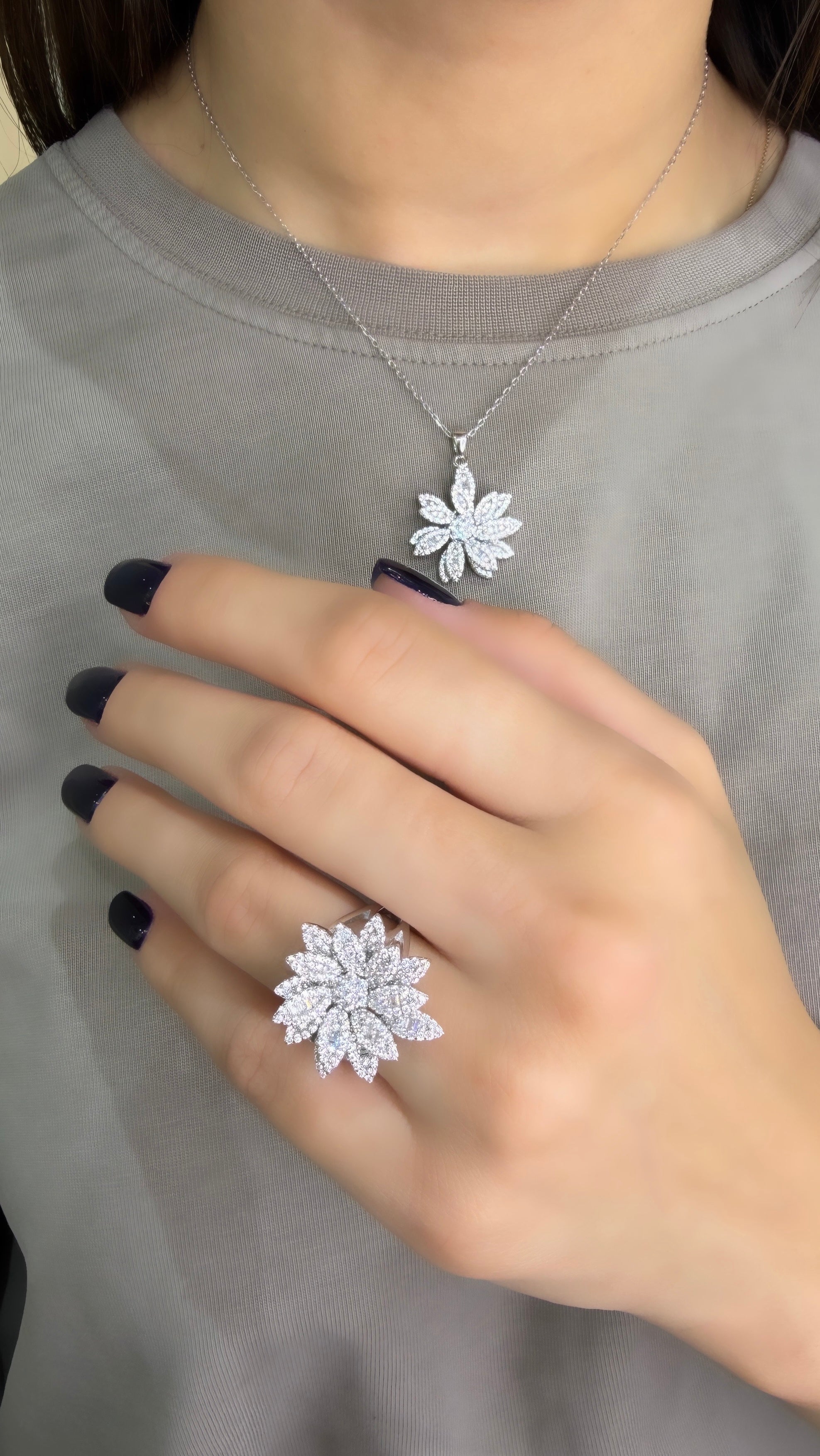 Baget Taşlı Çiçek Set