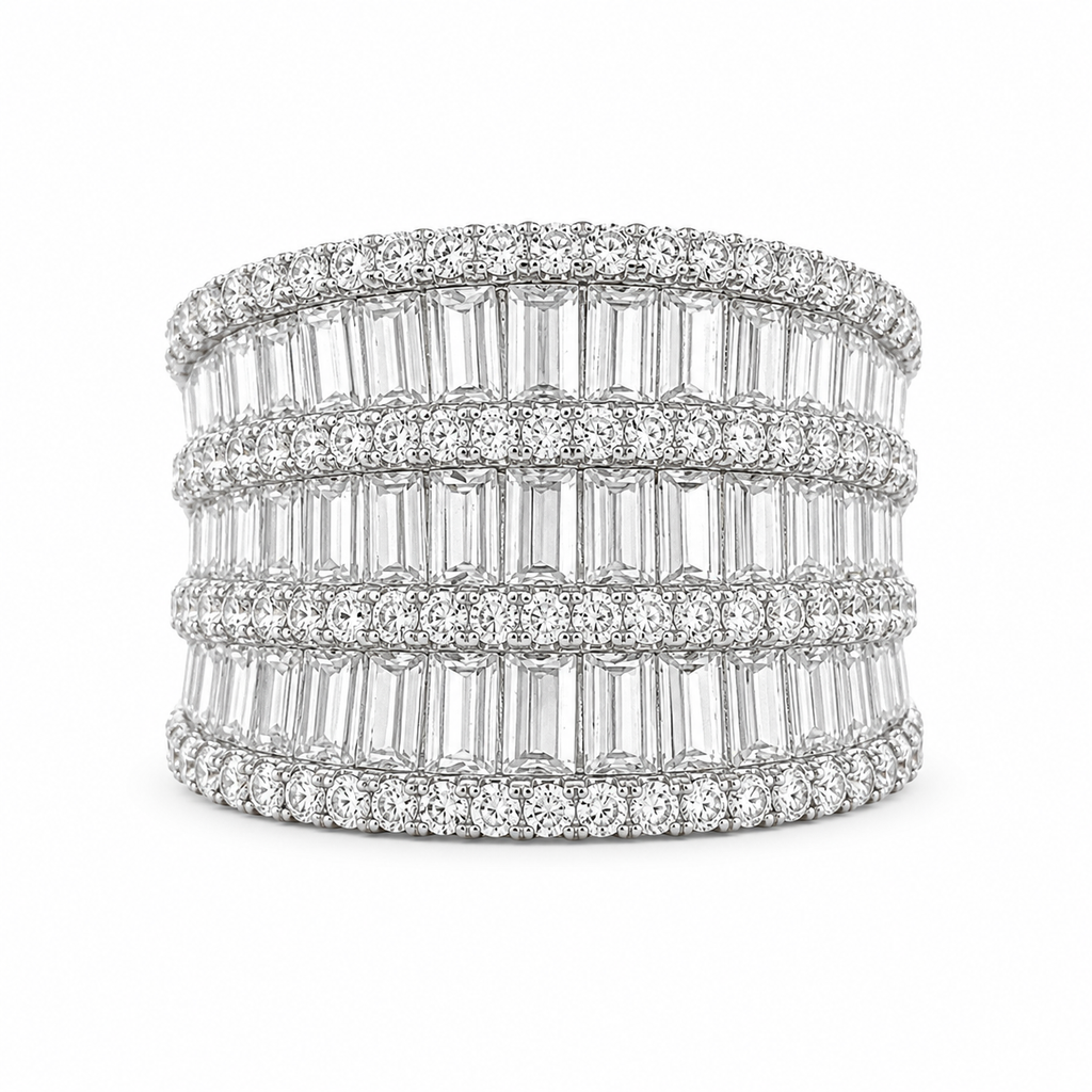 Three Row Baguette Design Ring