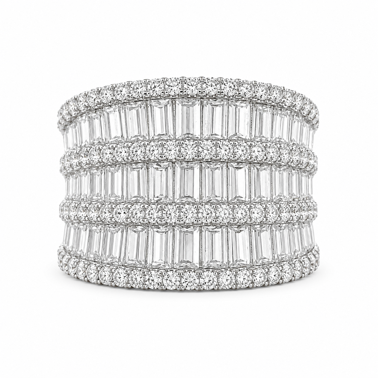 Dreireihiger Baguette-Designring