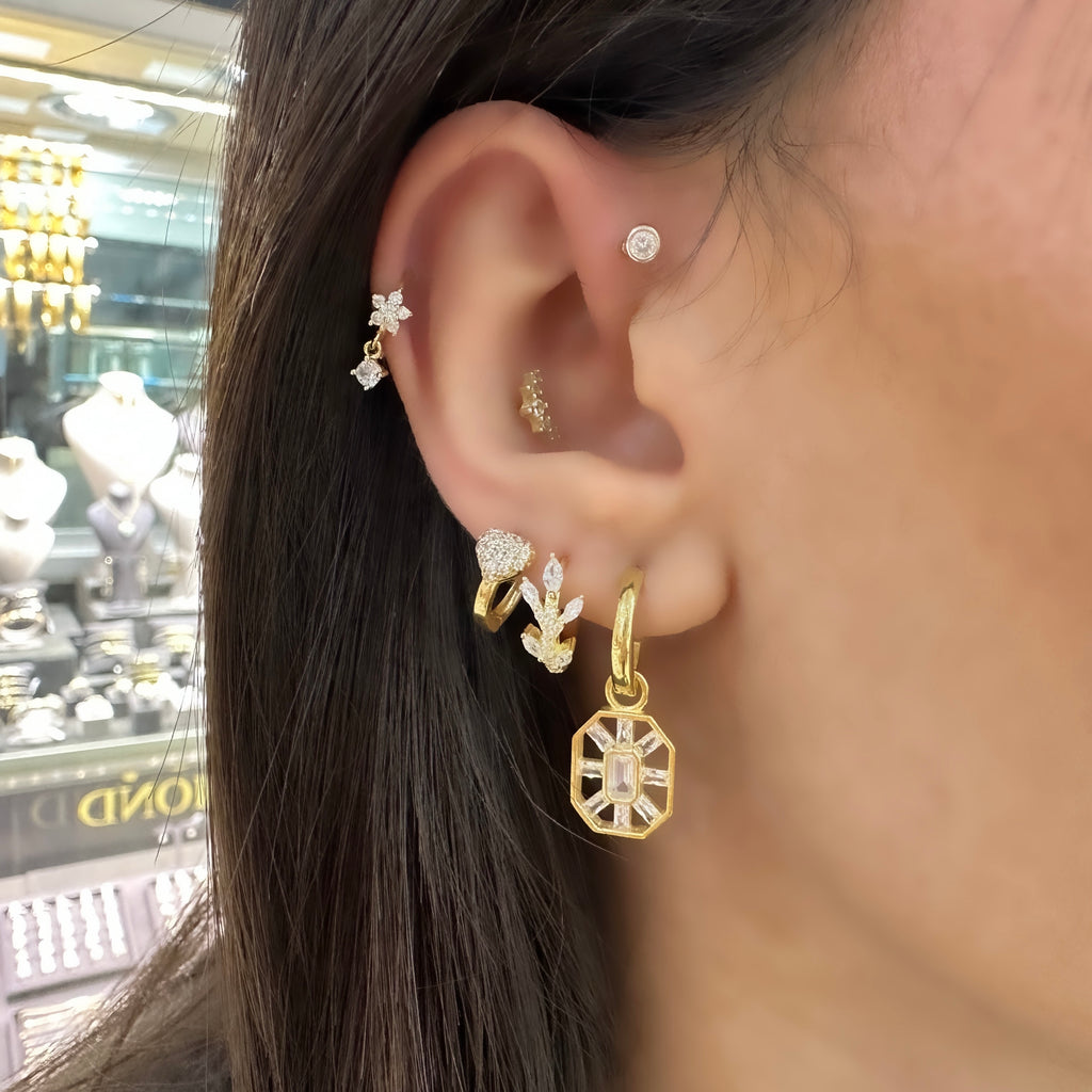 Gala Drop Baget Taşlı Küpe