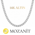 14K Üç mm Mozanit Suyolu Kolye