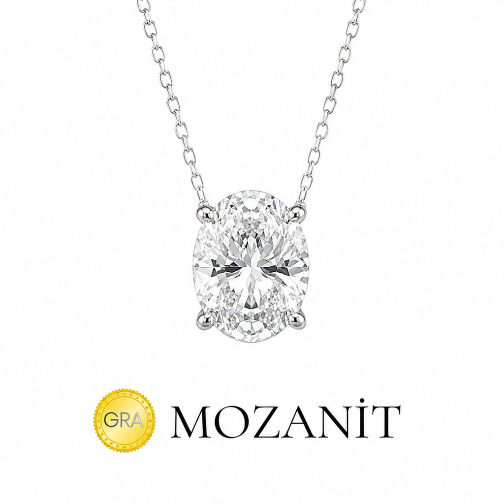 Üç Karat Mozanit Oval Kolye