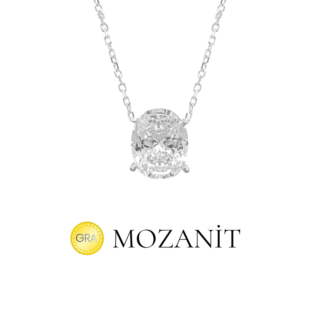 Üç Karat Mozanit Oval Kolye
