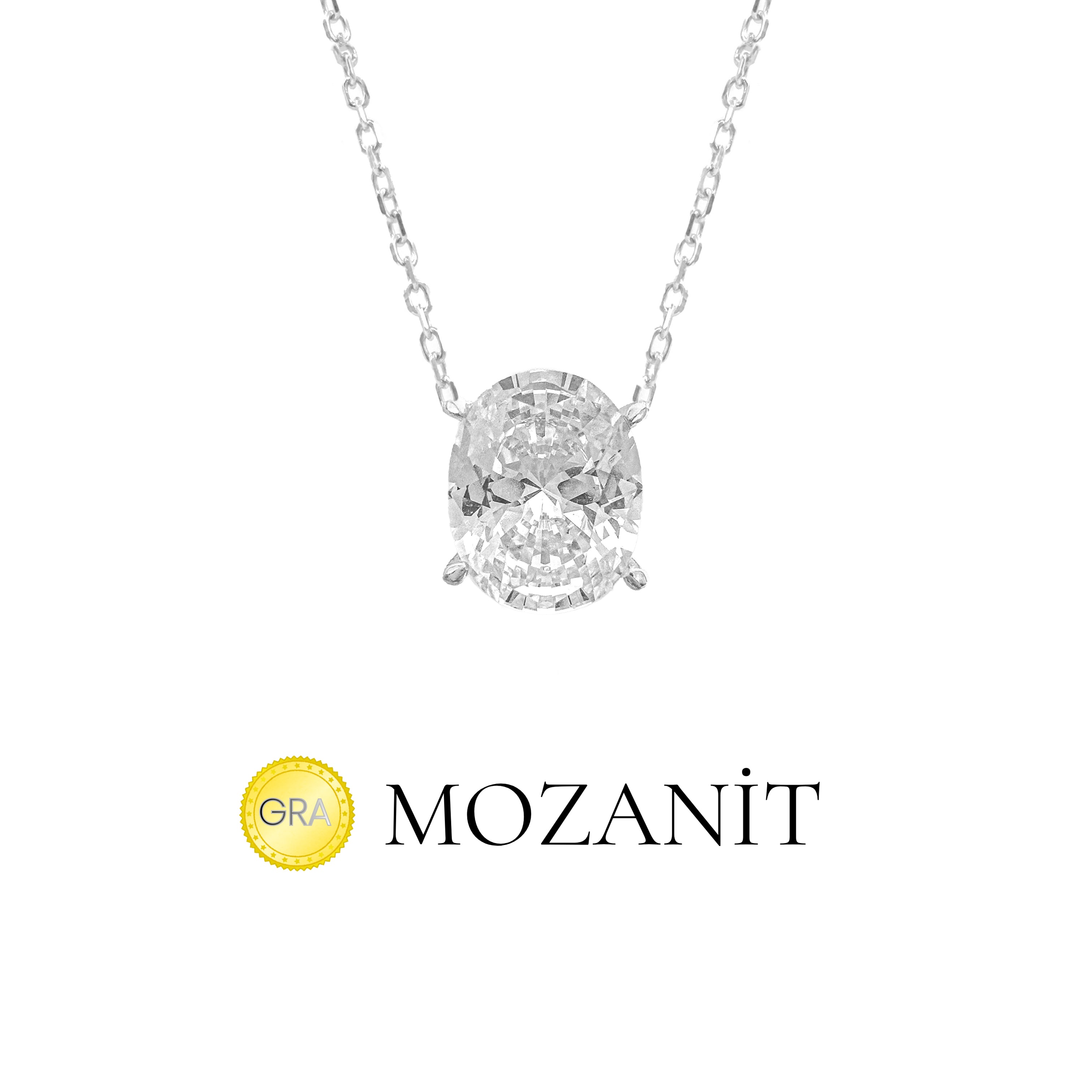 Üç Karat Mozanit Oval Kolye