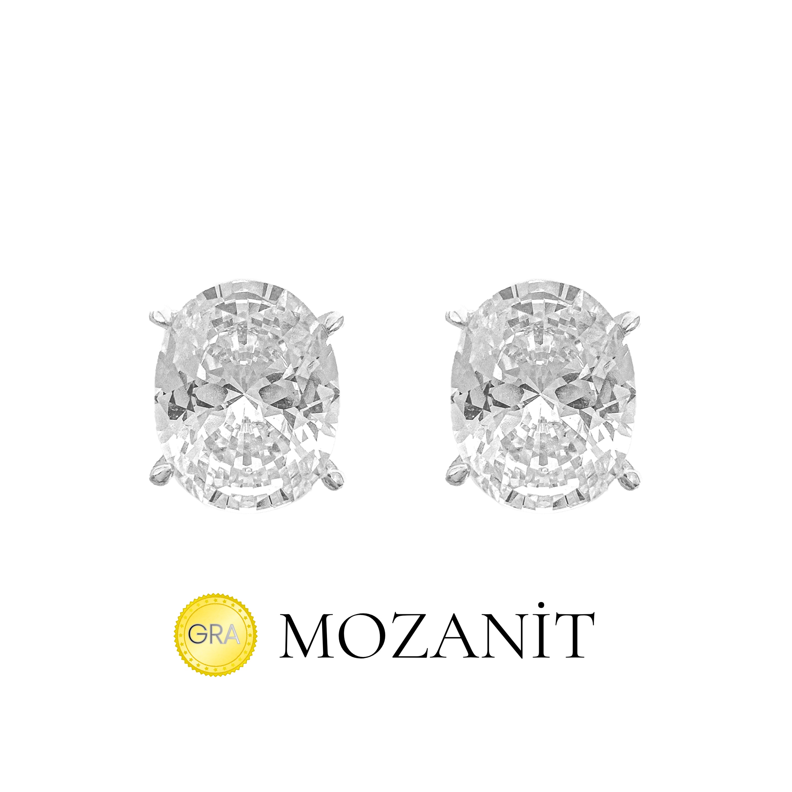 Üç Karat Mozanit Oval Küpe