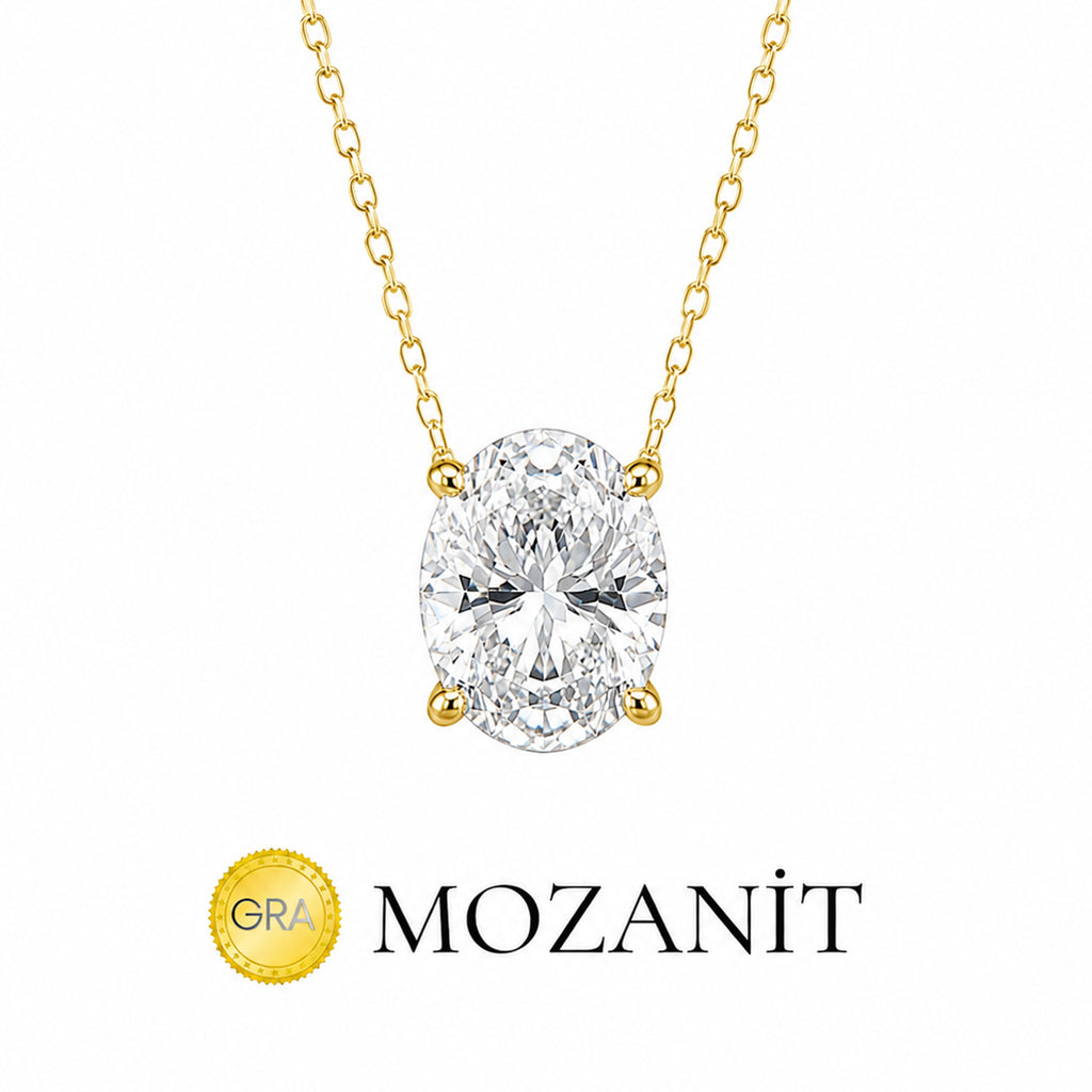 Üç Karat Mozanit Oval Kolye