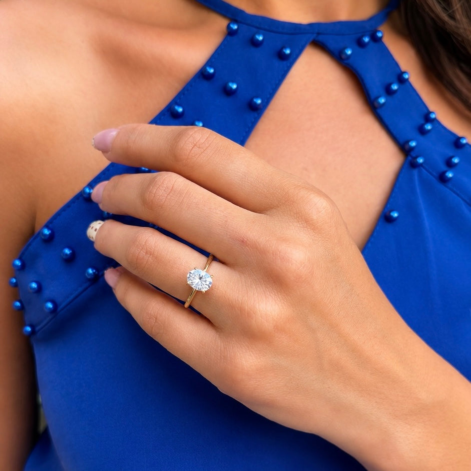 14K 0.75 Karat Moissanit Ovalring