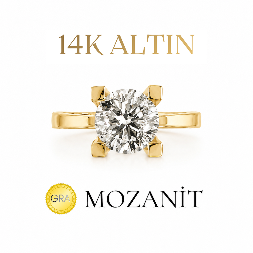 14K 1.20 Karat Mozanit Tektaş Yüzük